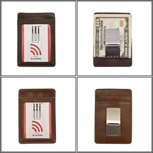 NWOT RFID leather credit card holder money clip